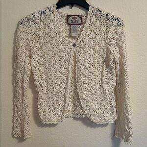 Tiara Women's White Crochet Cardigan